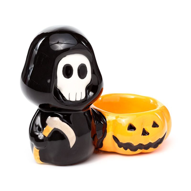 Ceramic Skull Boy Tea Light Candle Holder | Halloween Decor