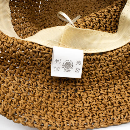 Nomad Sari Floppy Straw Sun Hat, Natural Coffee