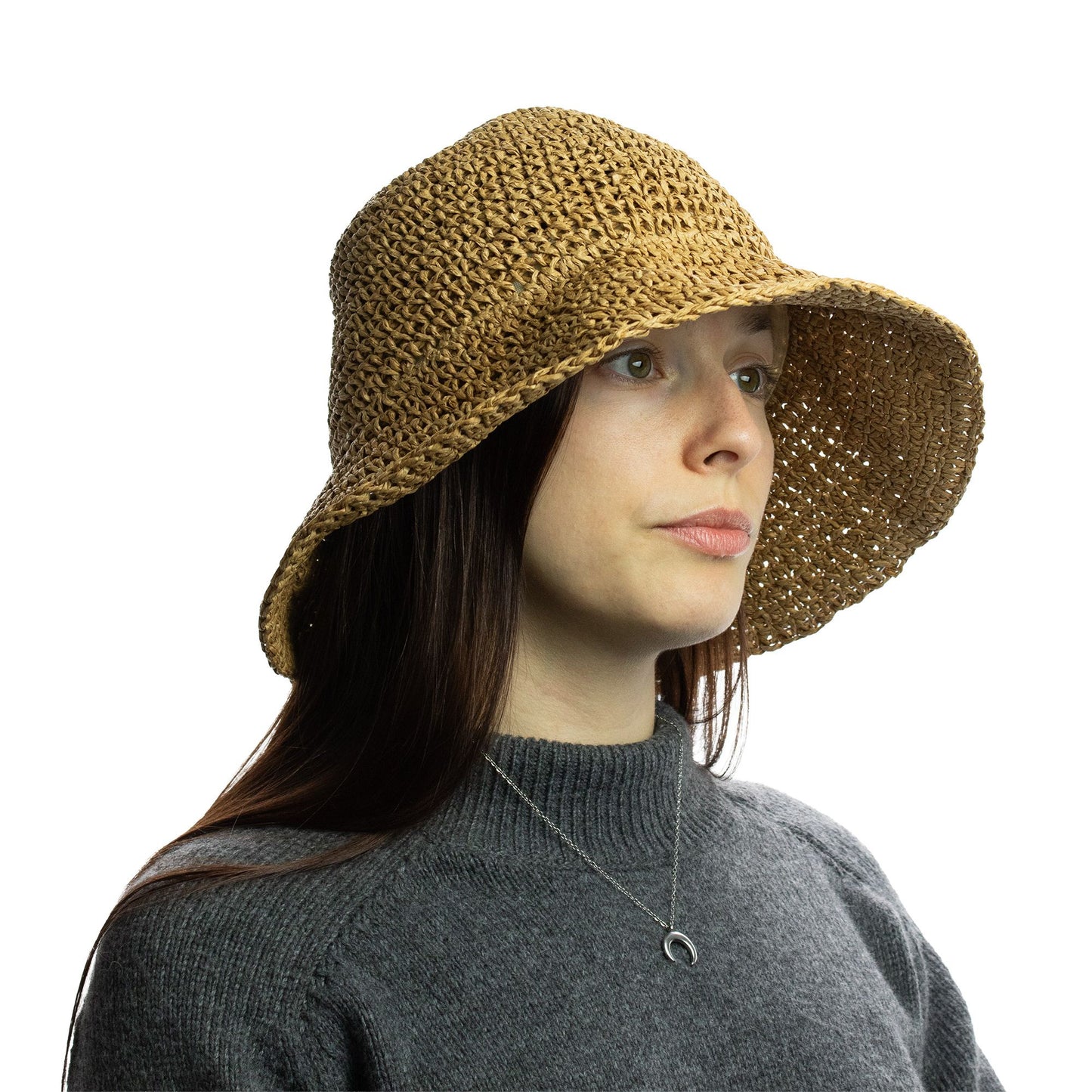 Nomad Sari Floppy Straw Sun Hat, Natural Coffee