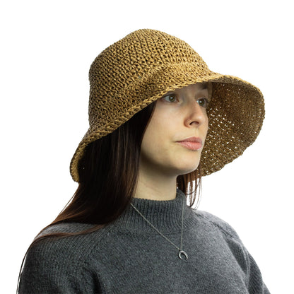 Nomad Sari Floppy Straw Sun Hat, Natural Coffee