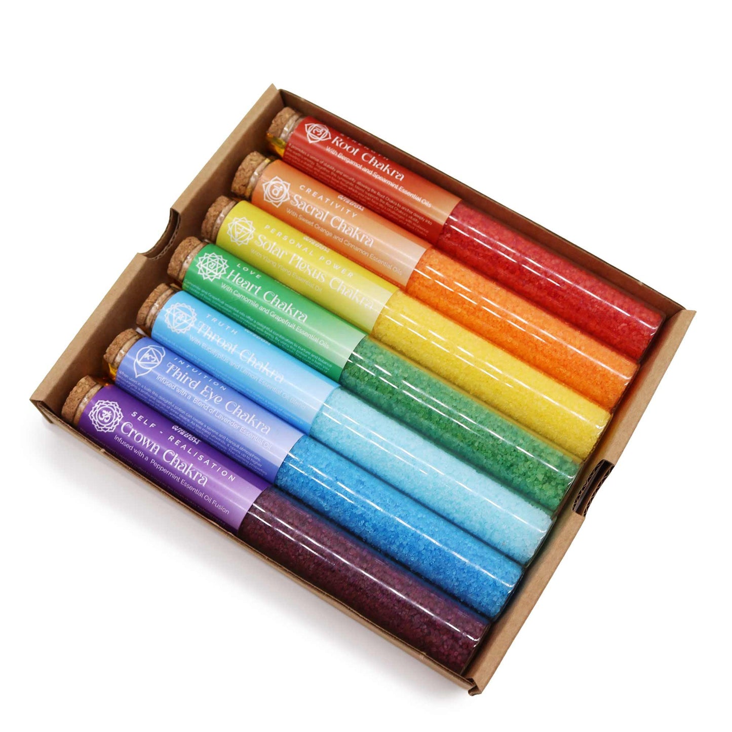 Chakra Bath Salt Gift Set, Pack of 7 Aromatherapy Vials