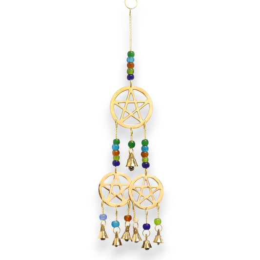 Indian Brass Tri-Pentagram Wind Chime – 7 Bells