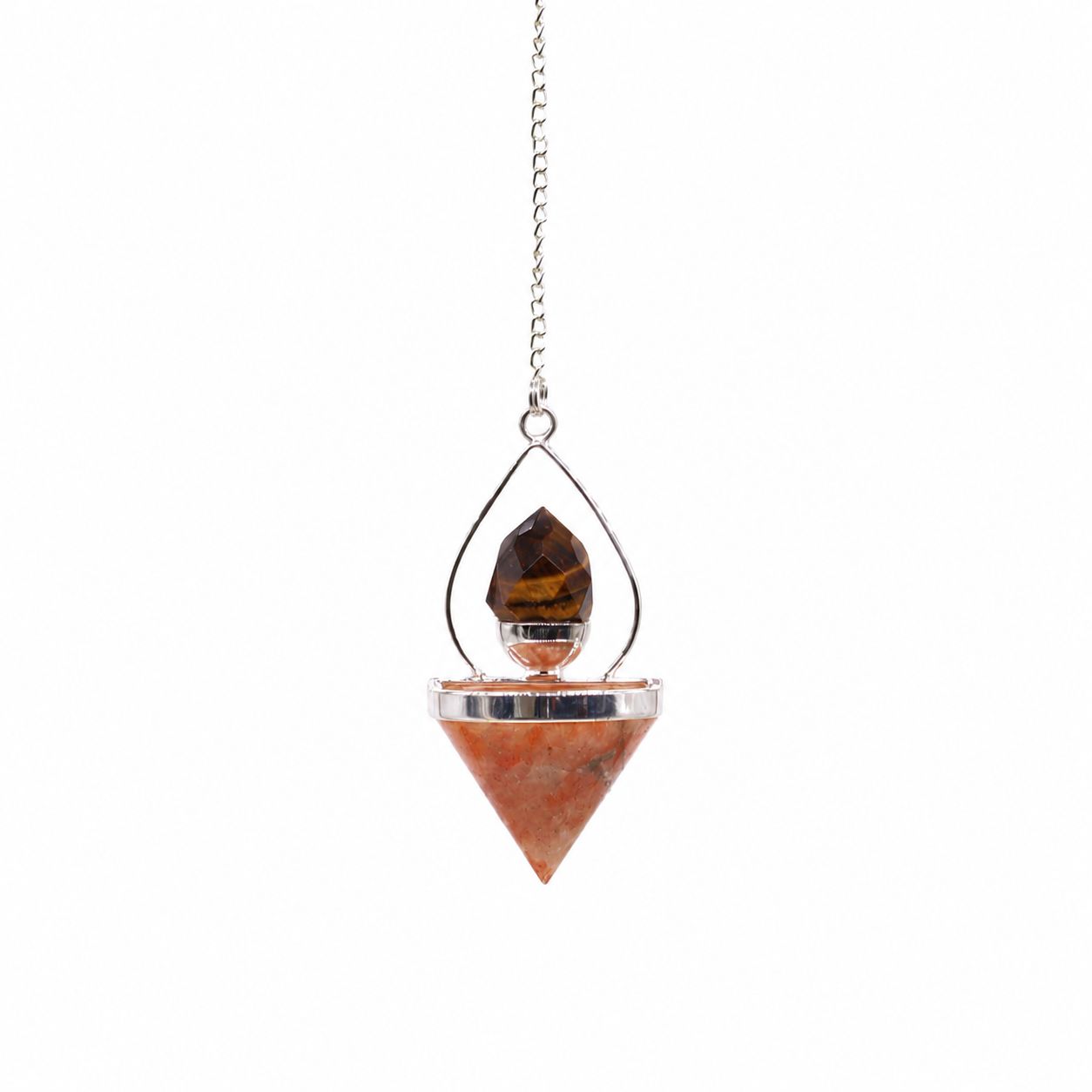 Gemstone Lantern Pendulum – Sunstone & Tigereye
