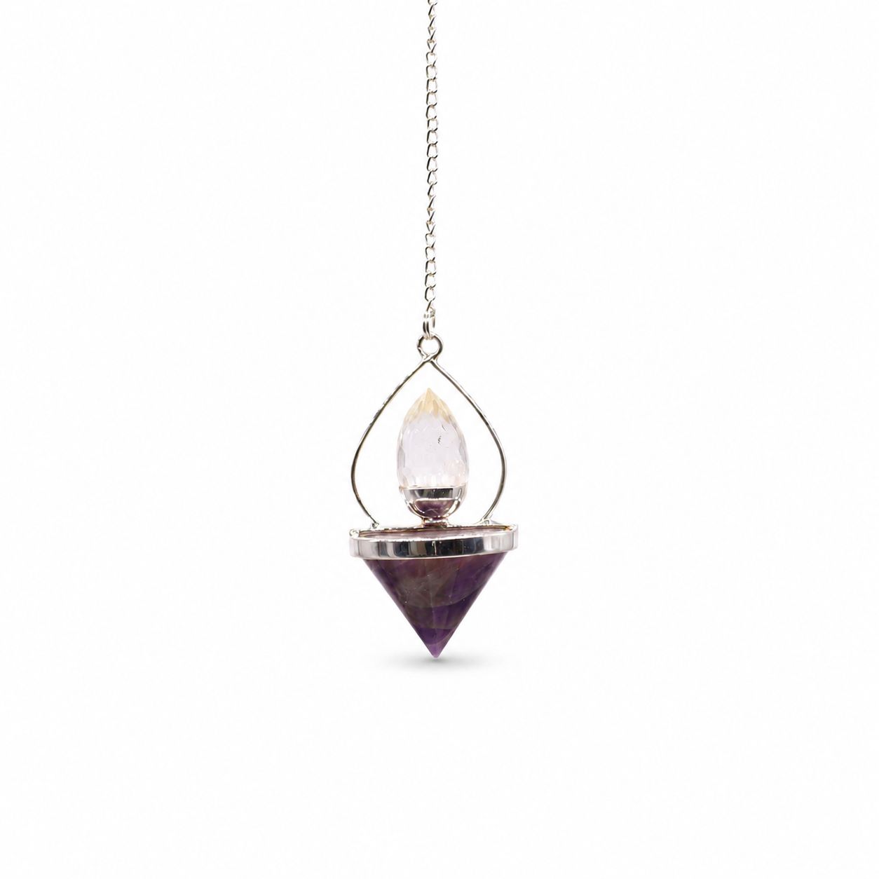 Gemstone Lantern Pendulum – Amethyst & Rock Quartz