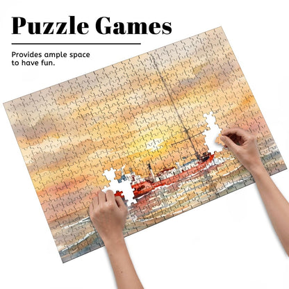 MV Mi-Amigo 500-Piece Wooden Jigsaw Puzzle | Radio Caroline Watercolour Art
