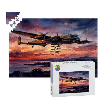 Lancaster Bomber 1000 Piece Wooden Jigsaw Puzzle, WWII Aviation Gift