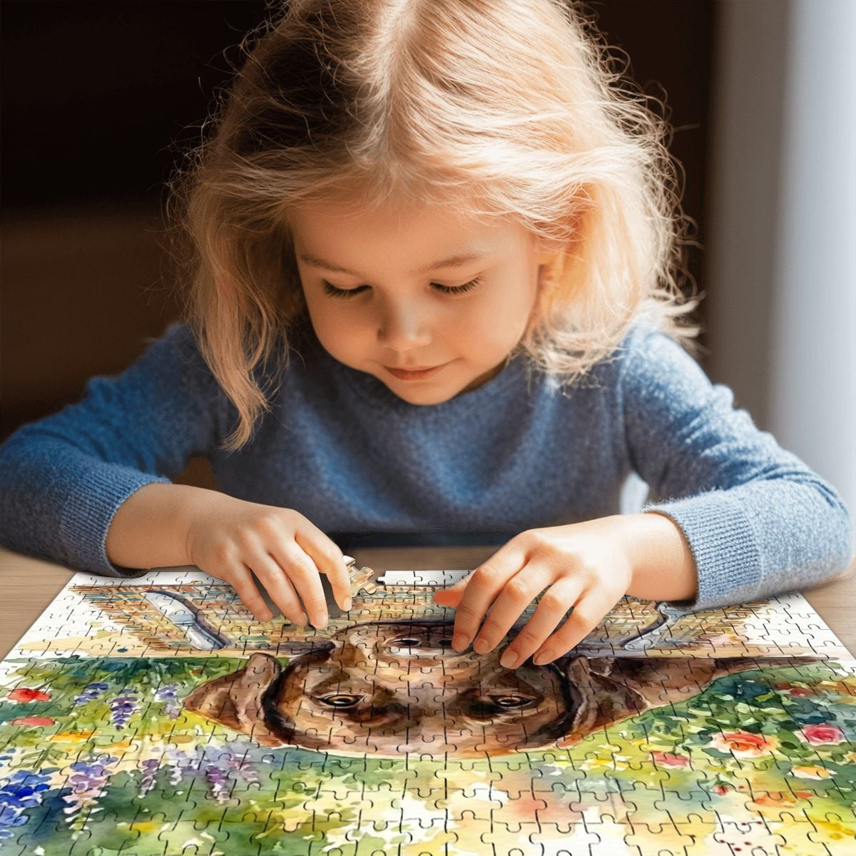 500 Piece Wooden Jigsaw Puzzle - Brown Labrador Dog at the Table (20.5" x 15")