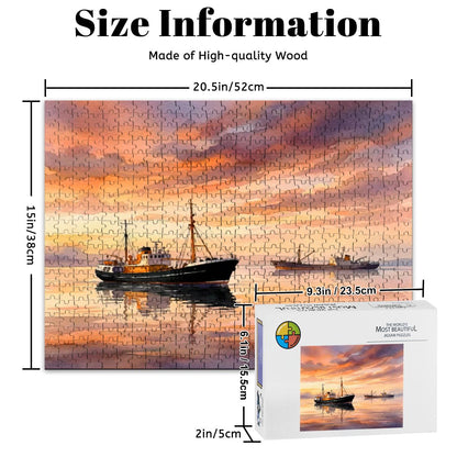 500-Piece Wooden Jigsaw Puzzle – Ross Tiger & Ross Revenge (Home of Radio Caroline)