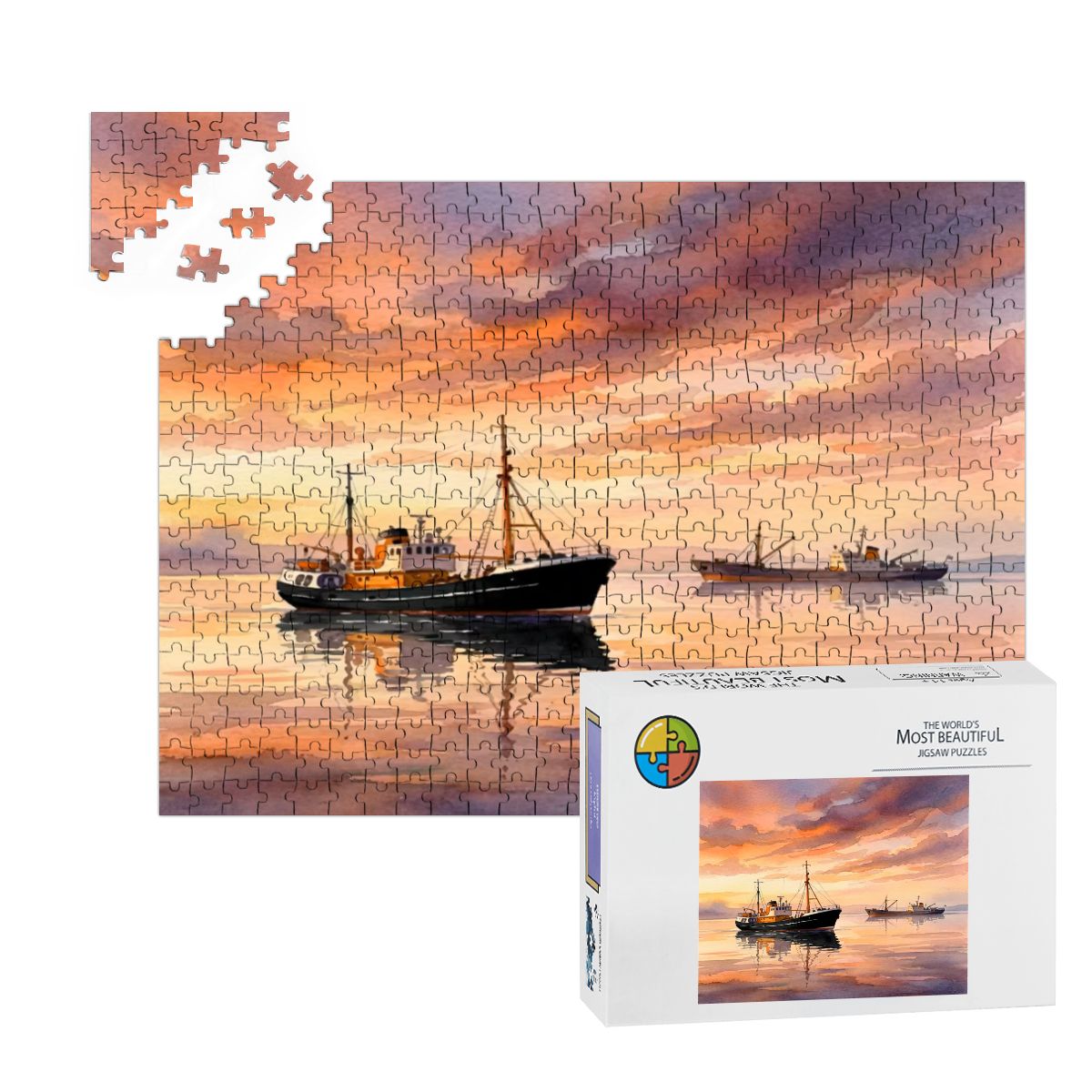 500-Piece Wooden Jigsaw Puzzle – Ross Tiger & Ross Revenge (Home of Radio Caroline)