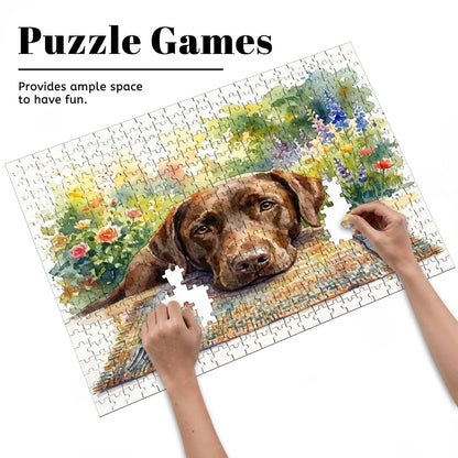 500 Piece Wooden Jigsaw Puzzle - Brown Labrador Dog at the Table (20.5" x 15")