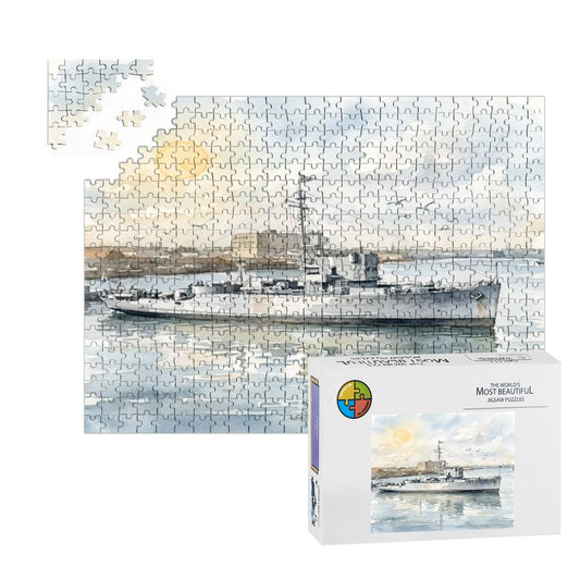 USS Density Later MV Galaxy 500-Piece Wooden Jigsaw Puzzle | WWII Minesweeper to Radio London