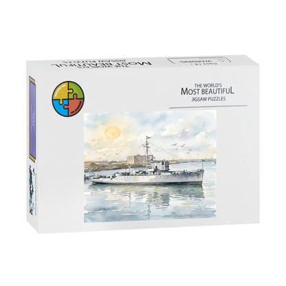USS Density Later MV Galaxy 500-Piece Wooden Jigsaw Puzzle | WWII Minesweeper to Radio London