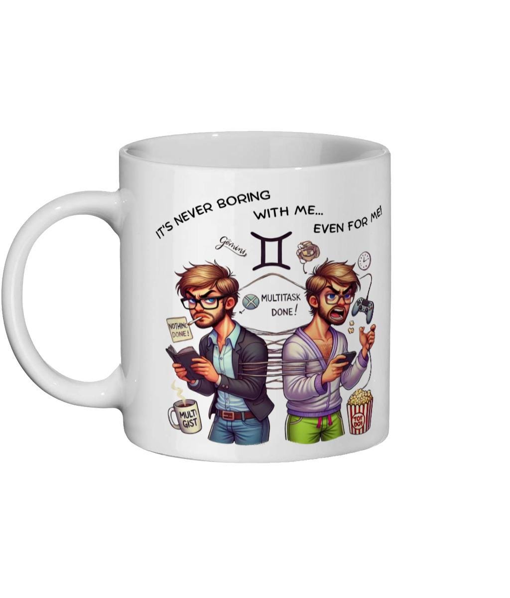 Fun Sarcastic Zodiac, Birth Star Sign, Gemini , Ceramic Coffee, Tea Mug 11oz