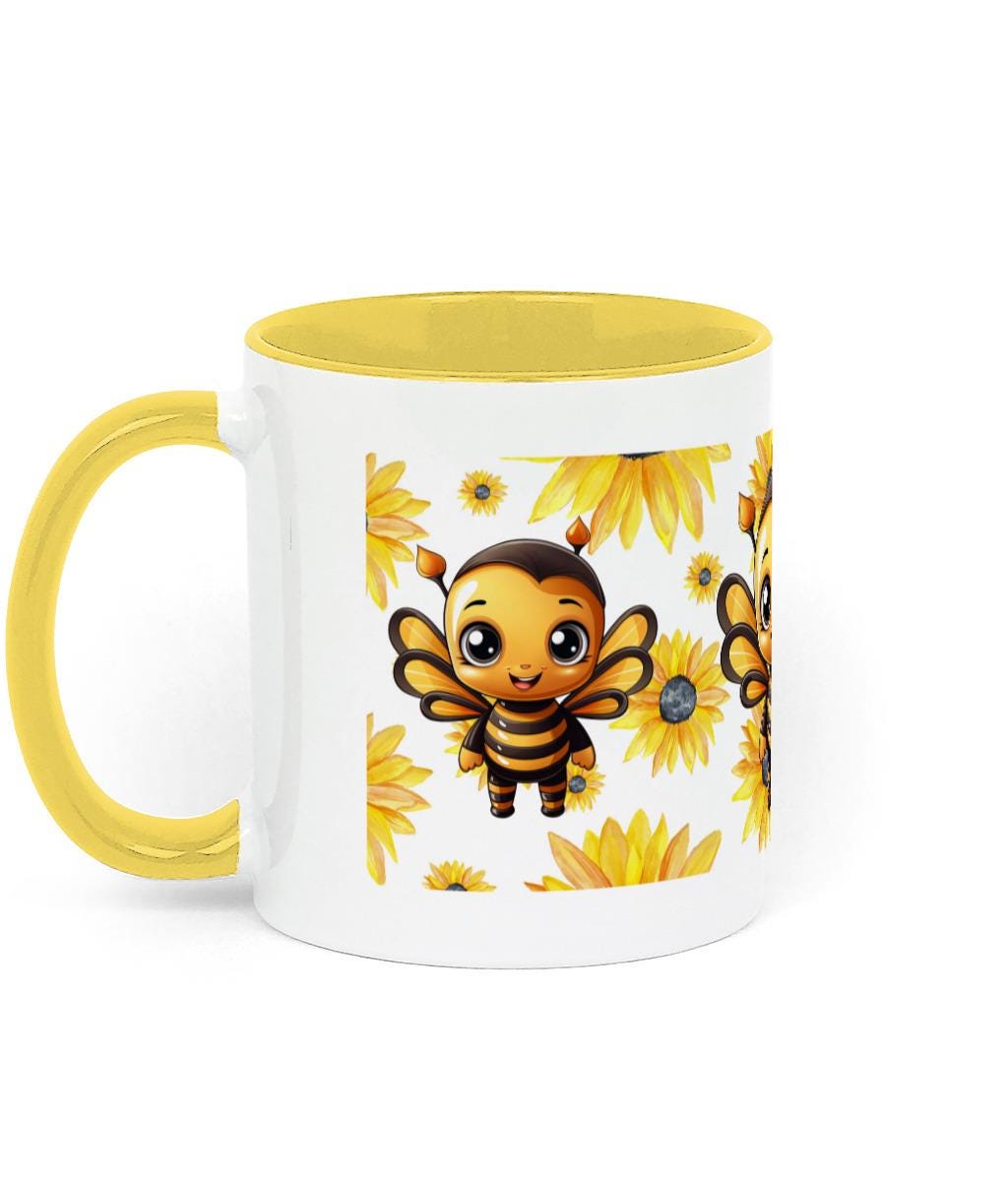 Happy Bee Two Toned Ceramic 11oz Coffee, Tea Mug