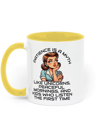 Two Toned Retro Sarcastic Ceramic Mothers Day, Birthday Mug Patience is a Myth