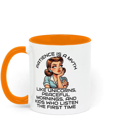 Two Toned Retro Sarcastic Ceramic Mothers Day, Birthday Mug Patience is a Myth
