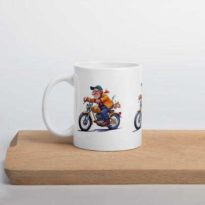 Funny Grandad Grandpa on Motor Bike Ceramic Mug