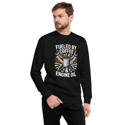 Mechanic Sweatshirt: Fueled by Coffee and Engine Oil, Unisex Crewneck pullover