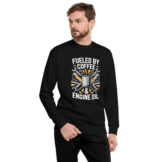 Mechanic Sweatshirt: Fueled by Coffee and Engine Oil, Unisex Crewneck pullover