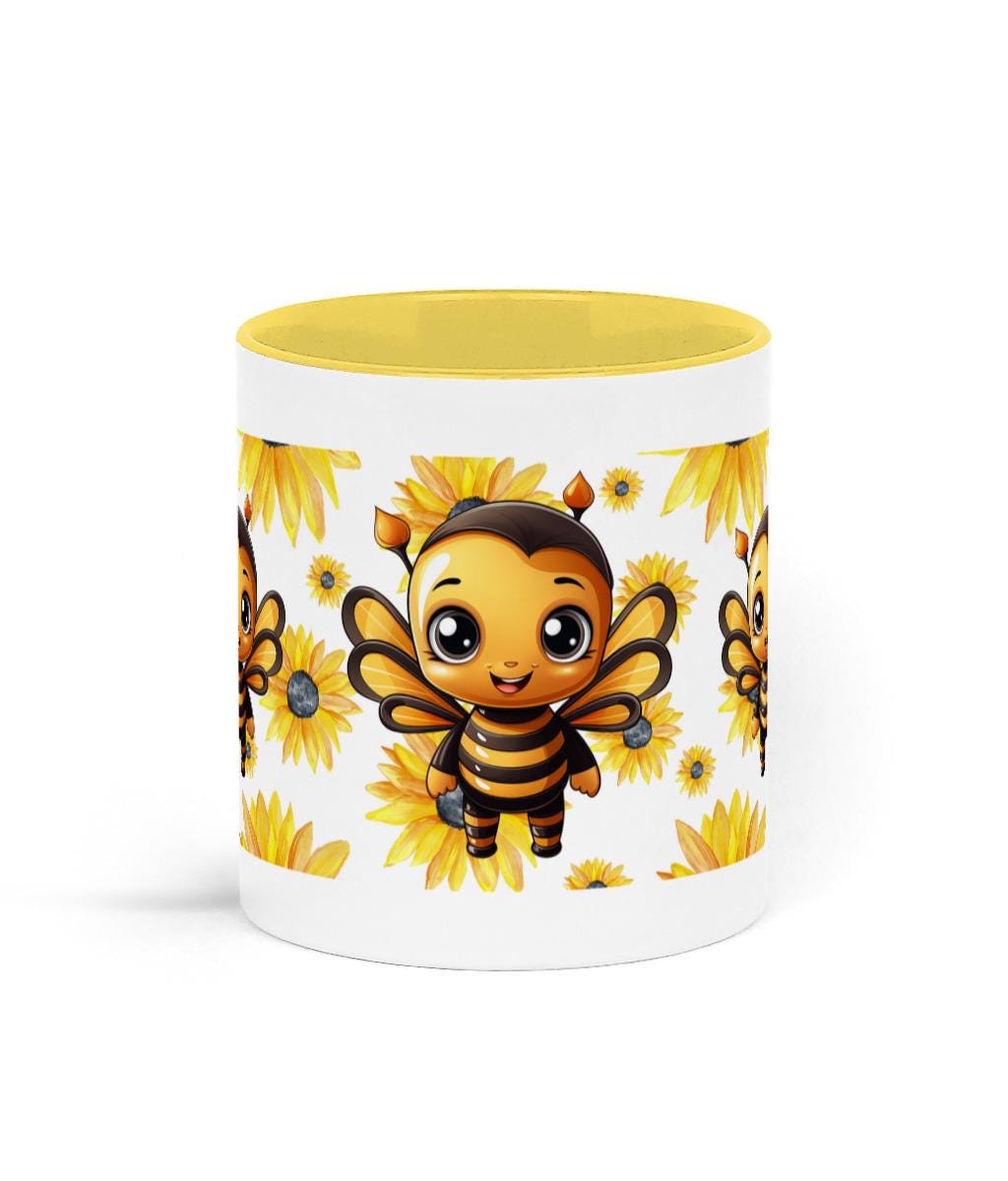 Happy Bee Two Toned Ceramic 11oz Coffee, Tea Mug