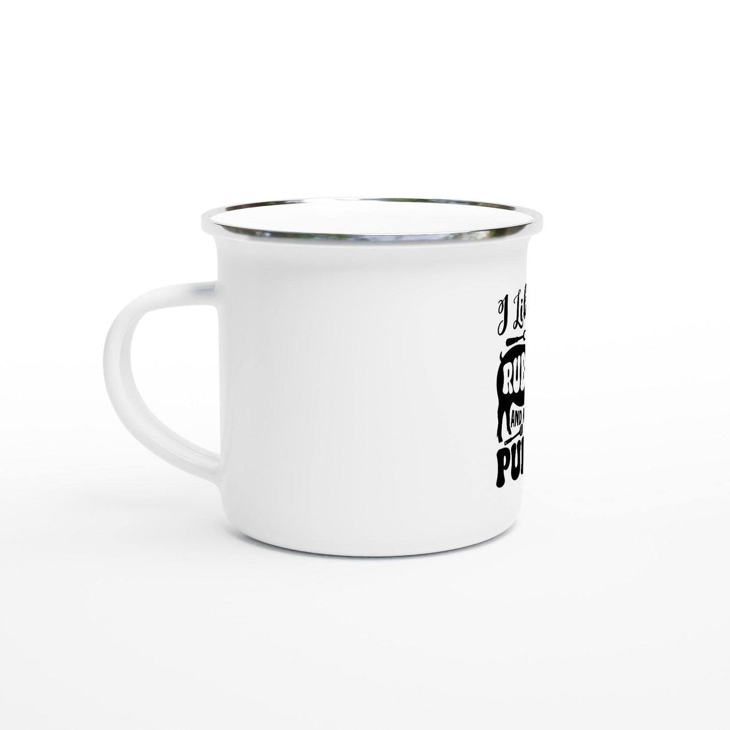 Funny White 12oz Enamel Camping Mug | Fun BBQ Mug | Lightweight Outdoor Drinkware Gift