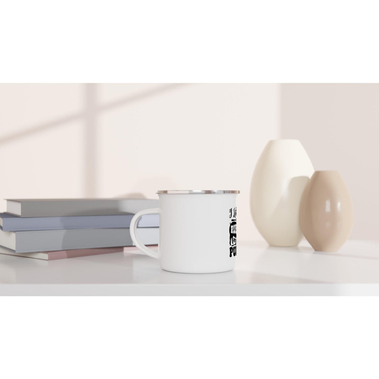 Funny White 12oz Enamel Camping Mug | Fun BBQ Mug | Lightweight Outdoor Drinkware Gift