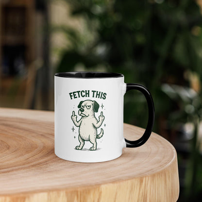 Dog Mug 11oz - Fetch This Funny Middle-Finger Illustration Coffee Cup