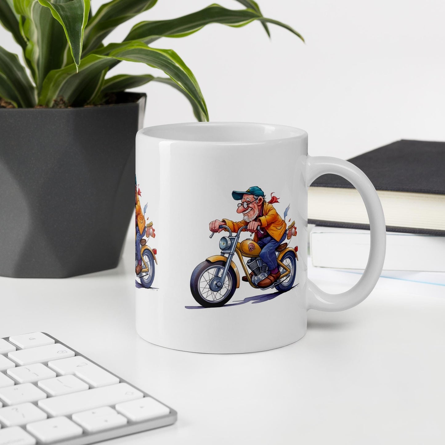 Funny Grandad Grandpa on Motor Bike Ceramic Mug