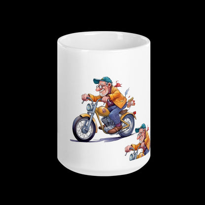 Funny Grandad Grandpa on Motor Bike Ceramic Mug
