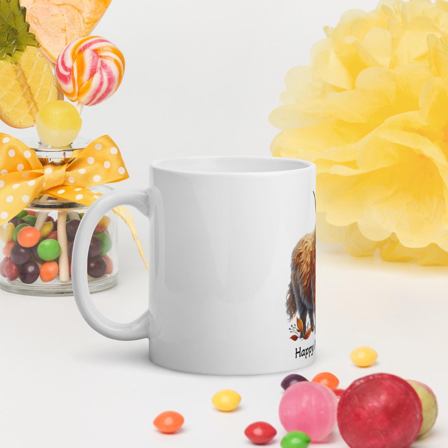 Mothers Day Highland Cow White glossy 11oz mug