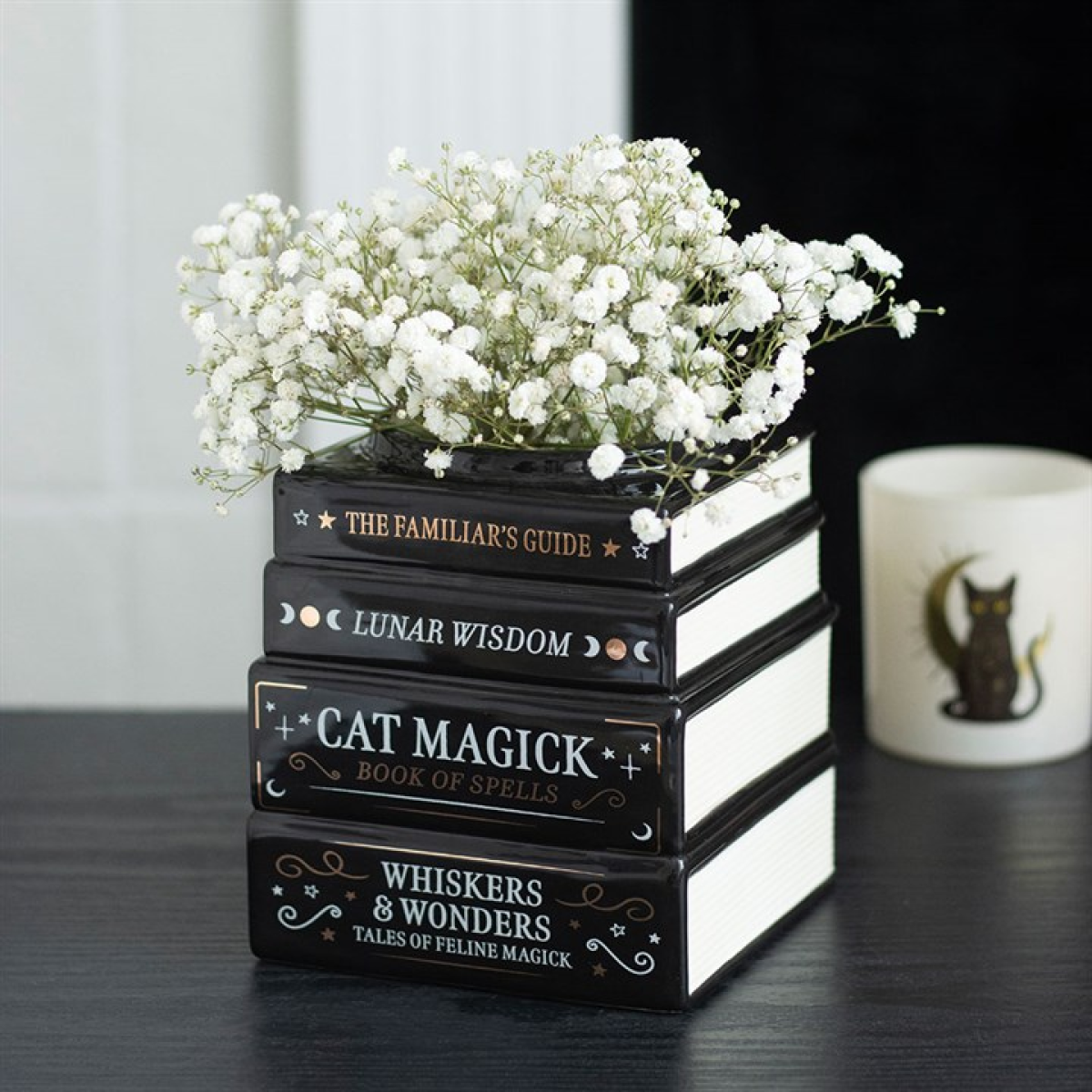 Black Cat Magick Book Stack Vase | Witchy Home Décor | The Gift Shop ...