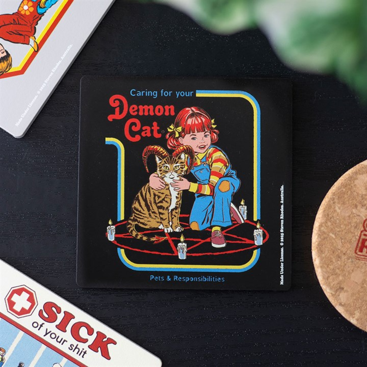 Demon Cat Coaster by Steven Rhodes